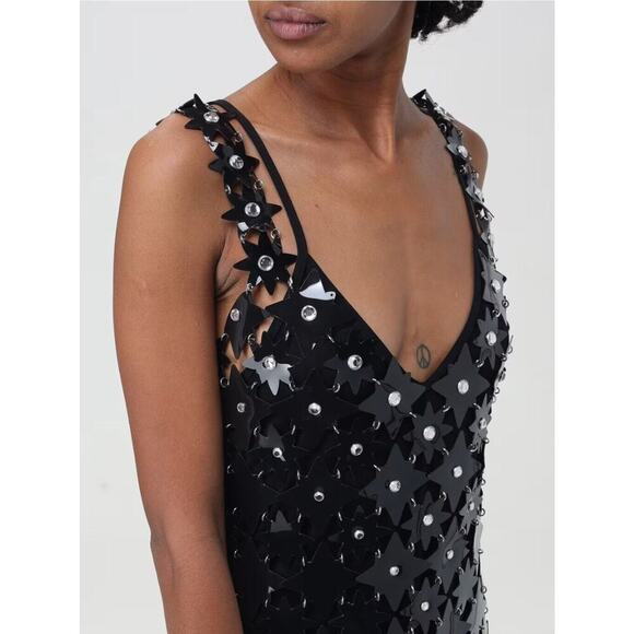 NEW $1920 Paco Rabanne RABANNE Star Embellished Mesh Mini Dresssz 36 Bla… - Picture 4 of 16